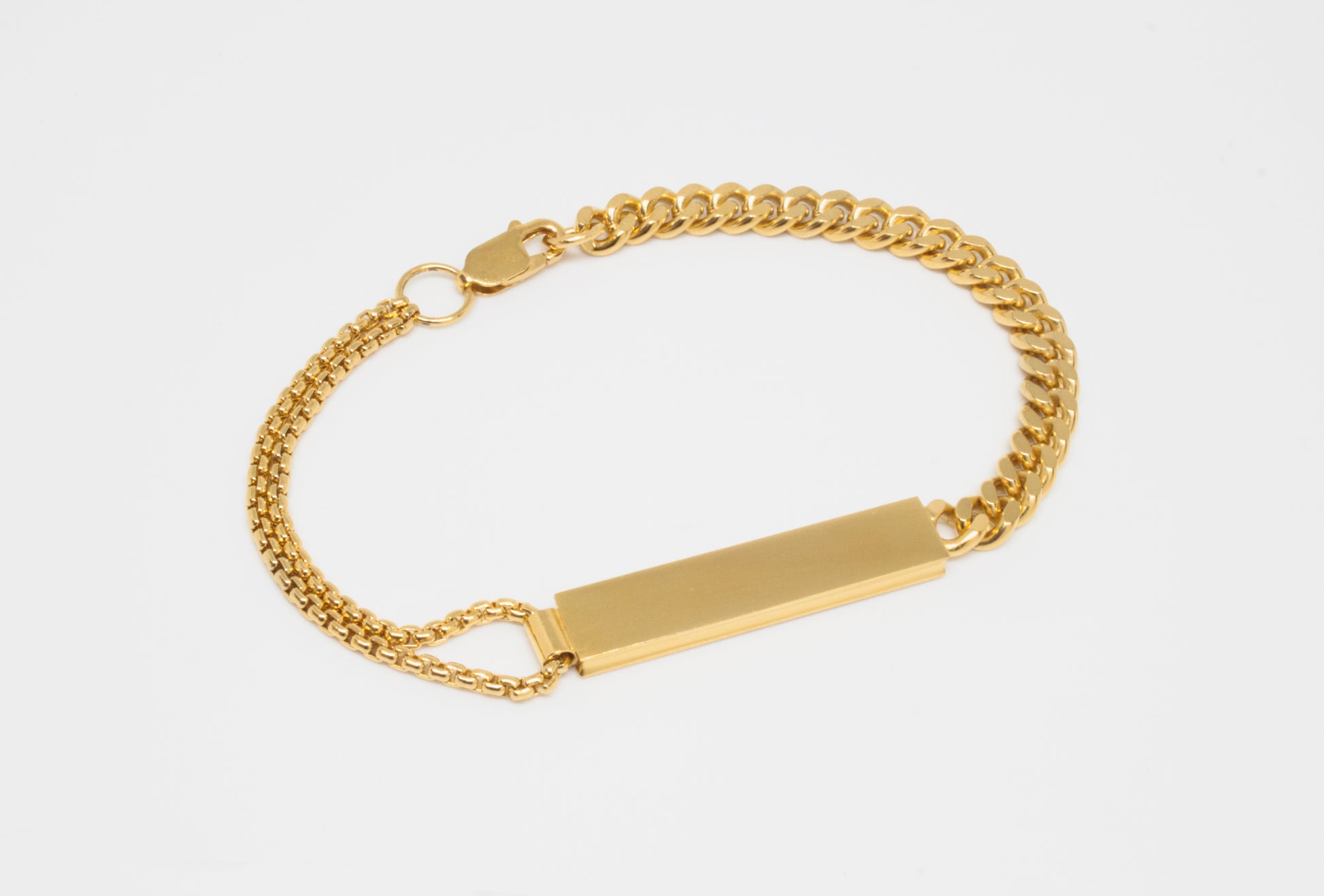 Bracelet Radius in 925 silver, old-school inspired two chained bracelet with half-round plate, handmade by Minou Lejeune