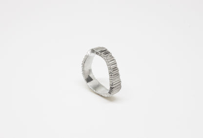Irregular Carved Ring, Silver