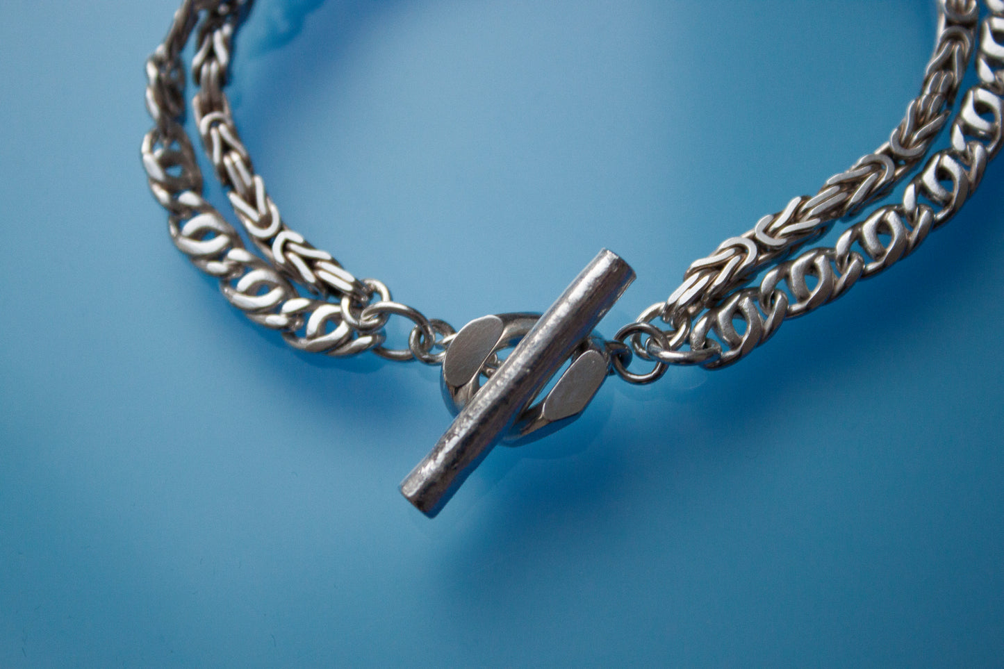 Double Chained Bracelet in 925 silver, collage-like recycled jewellery, one-of-a-kind by Minou Lejeune