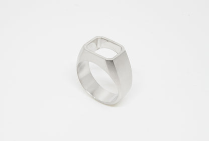 Open Signet Ring in 925 silver, soft brushed finish on the outside, high polished finish on the inside, handmade by Minou Lejeune