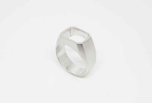 Open Signet Ring in 925 silver, soft brushed finish on the outside, high polished finish on the inside, handmade by Minou Lejeune