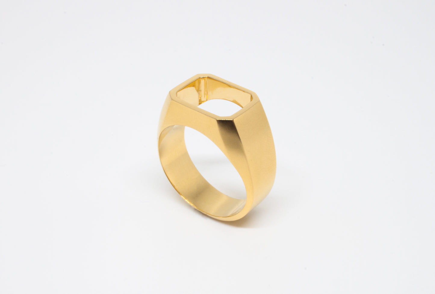 Open Signet Ring in 925 silver, soft brushed finish on the outside, high polished finish on the inside, handmade by Minou Lejeune