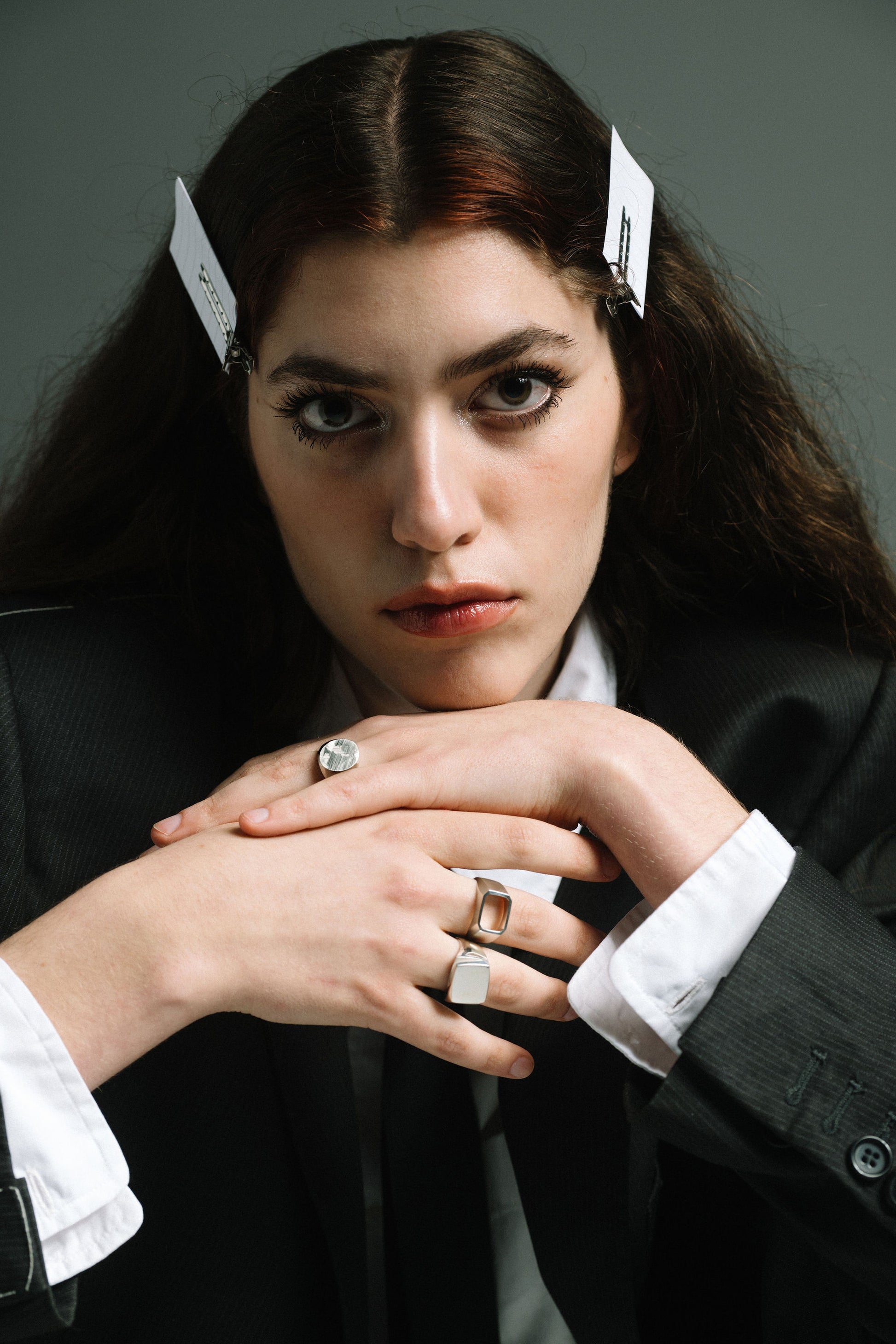 Open Signet Ring in 925 silver, soft brushed finish on the outside, high polished finish on the inside, handmade by Minou Lejeune
