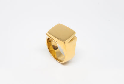 Shift Ring in 925 silver, twisted squared signet ring, handmade by Minou Lejeune